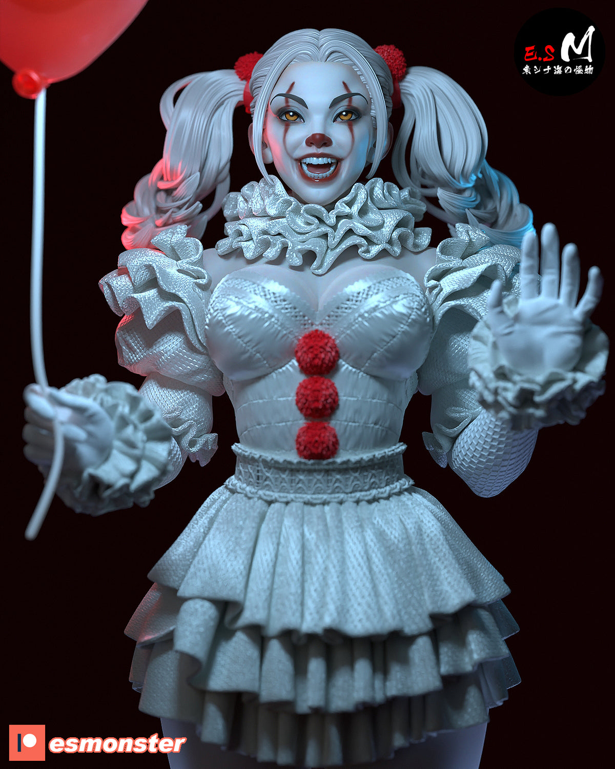 Pennywise Female Style It Horror Unpainted Resin Garage Model Kit (1/6-1/12)