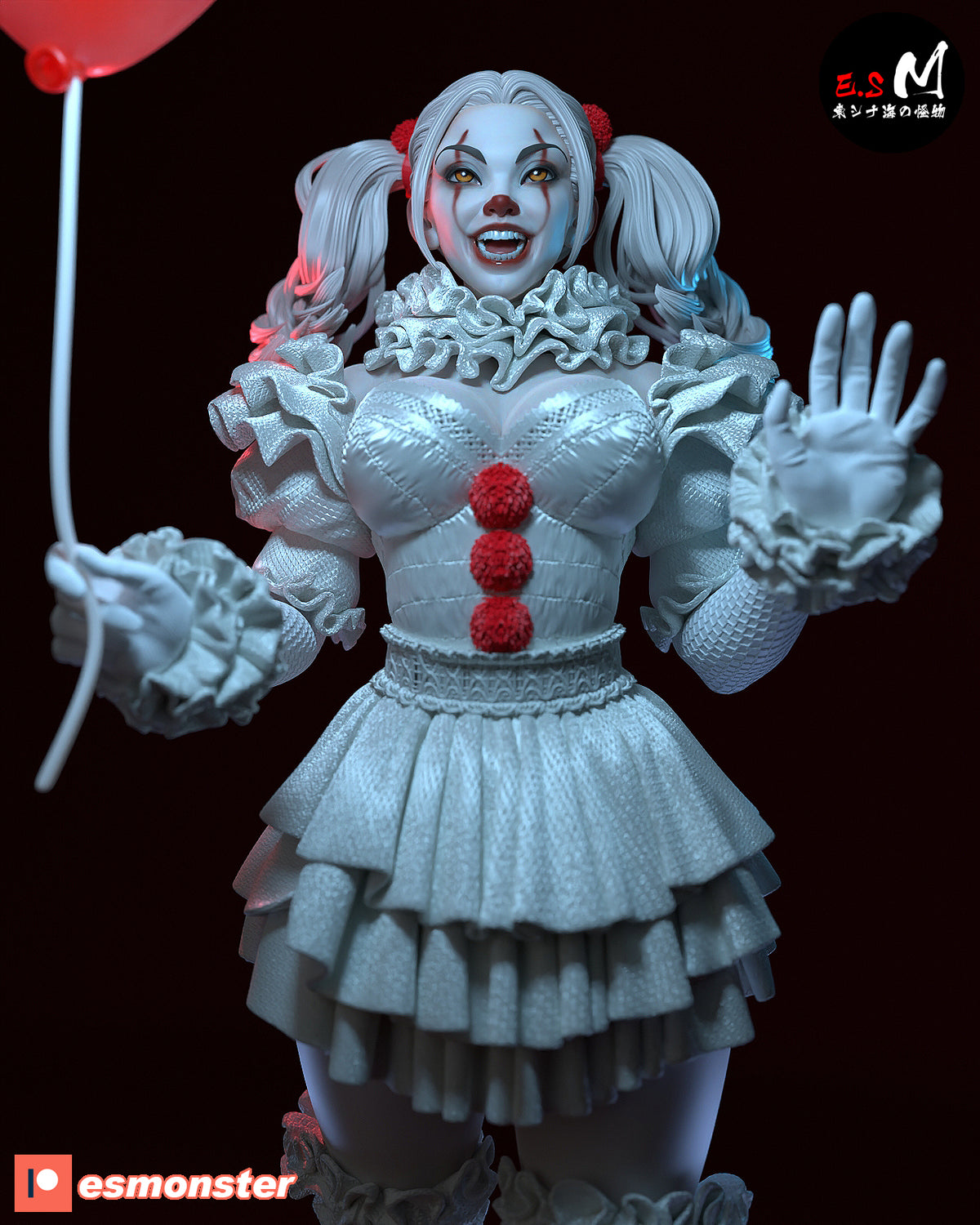 Pennywise Female Style It Horror Unpainted Resin Garage Model Kit (1/6-1/12)