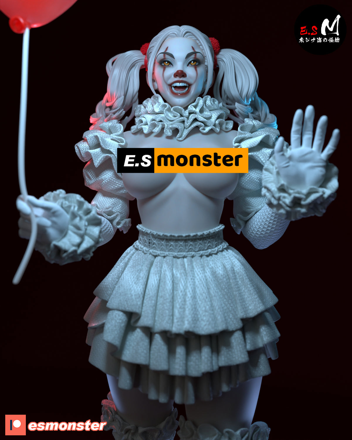 Pennywise Female Style It Horror Unpainted Resin Garage Model Kit (1/6-1/12)