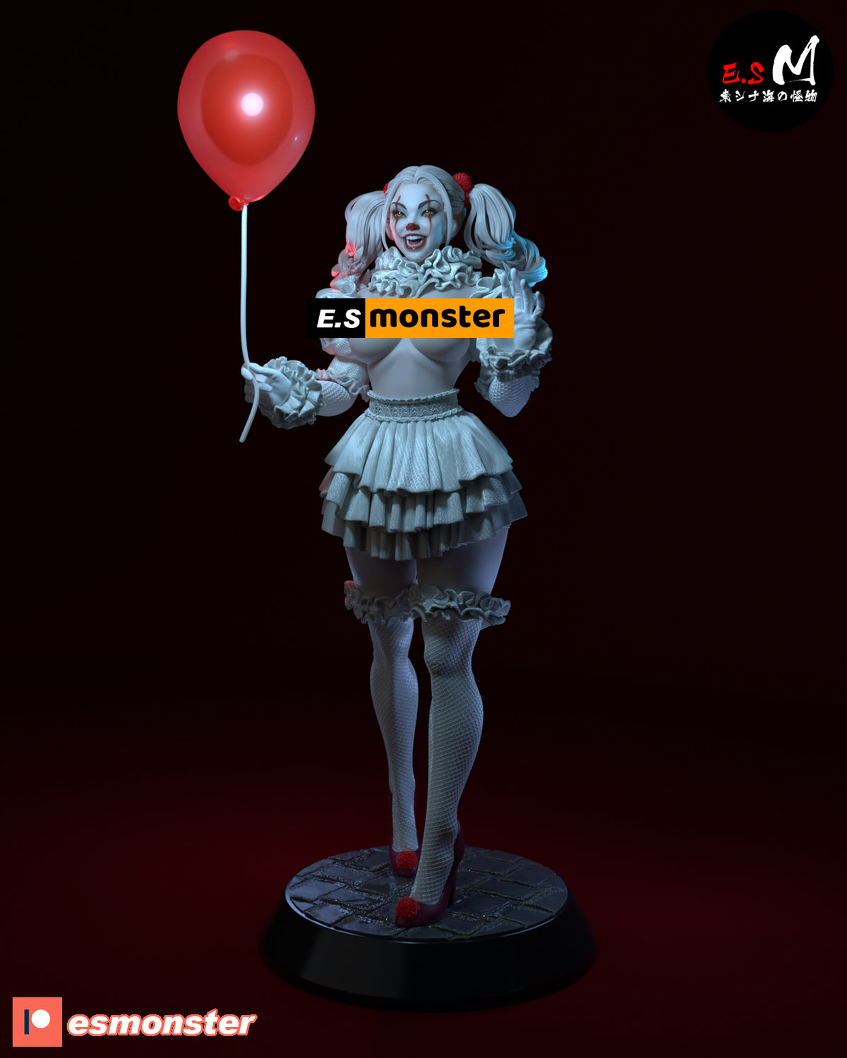 Pennywise Female Style It Horror Unpainted Resin Garage Model Kit (1/6-1/12)