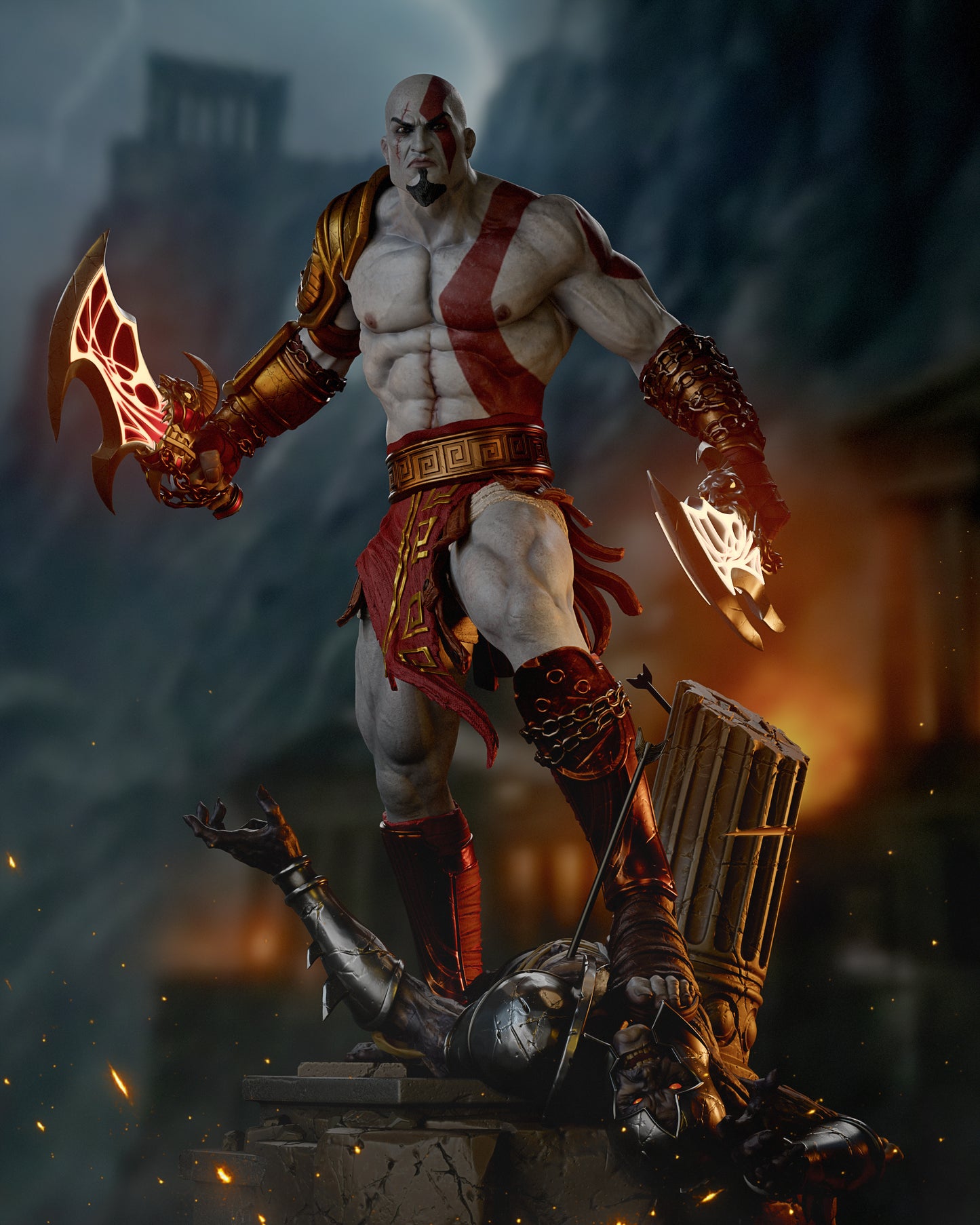 Kratos Style God Slayer – Unpainted 3D Printed Model Kit