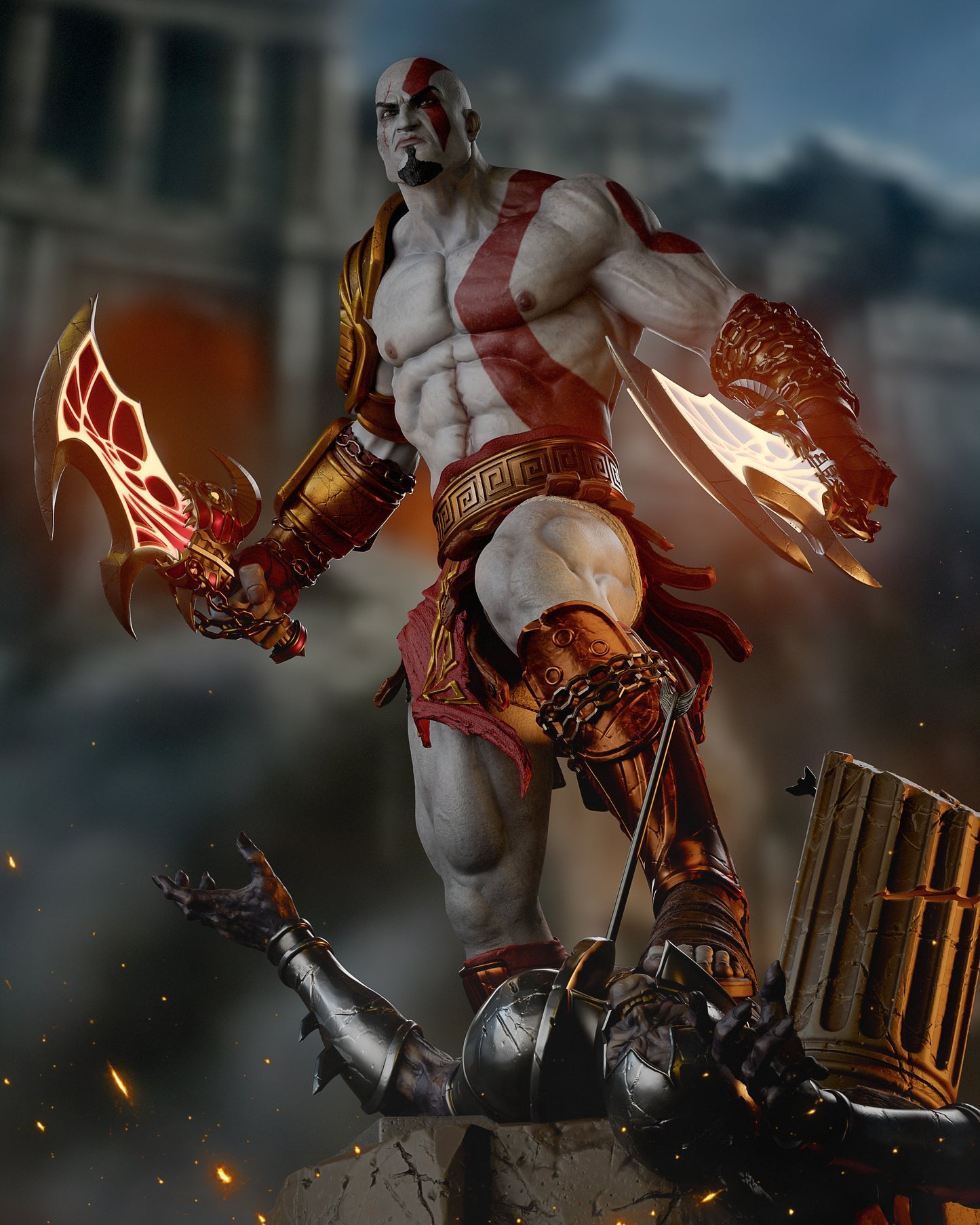 Kratos Style God Slayer – Unpainted 3D Printed Model Kit