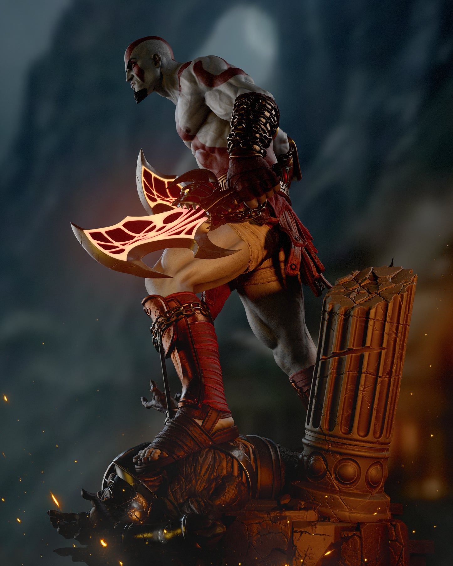 Kratos Style God Slayer – Unpainted 3D Printed Model Kit