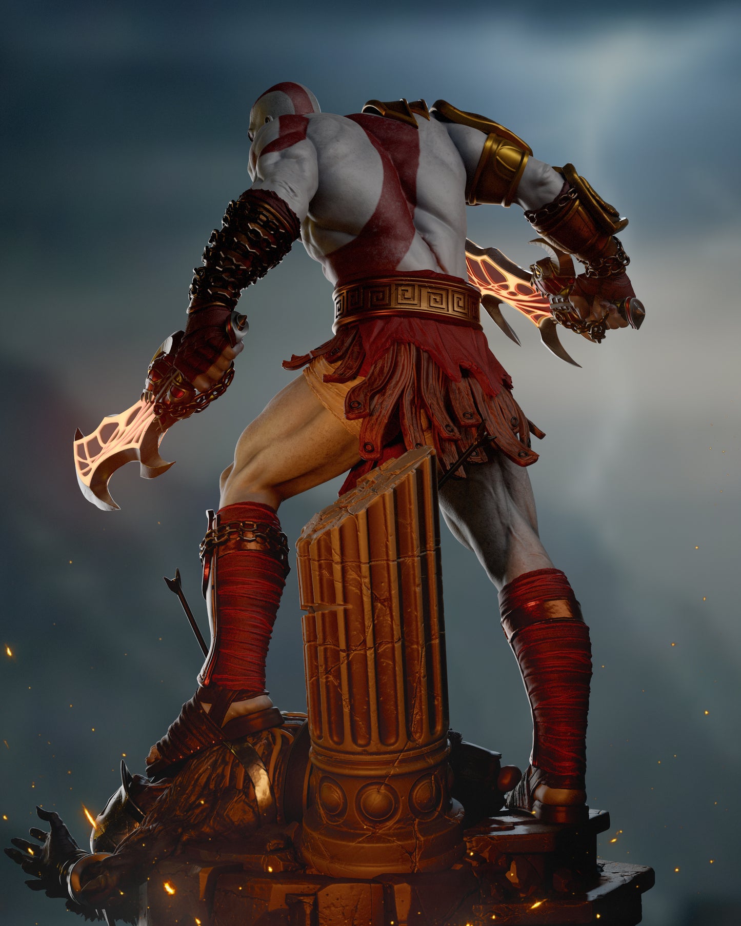 Kratos Style God Slayer – Unpainted 3D Printed Model Kit