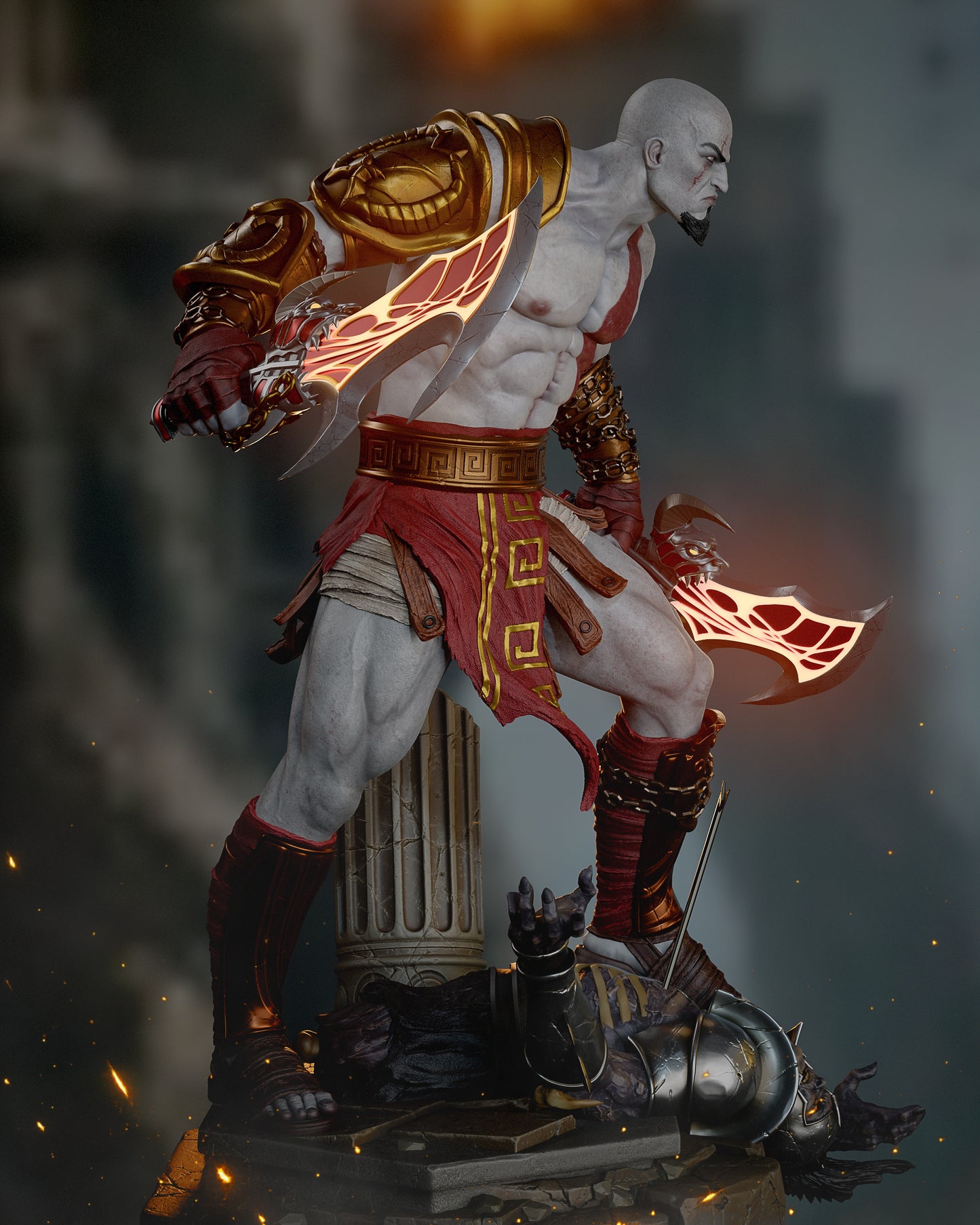 Kratos Style God Slayer – Unpainted 3D Printed Model Kit