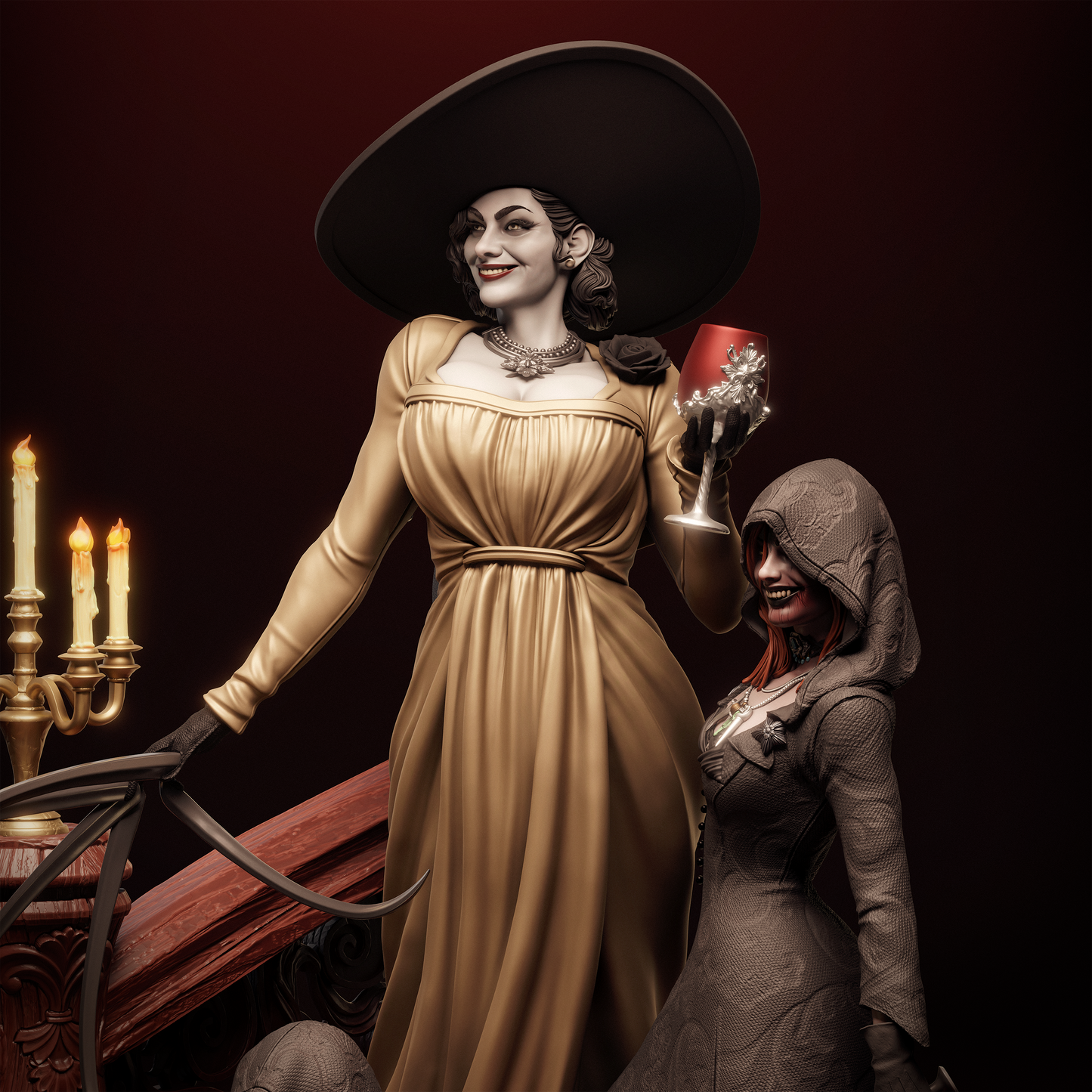 Lady Dimitrescu Gothic horror family statue