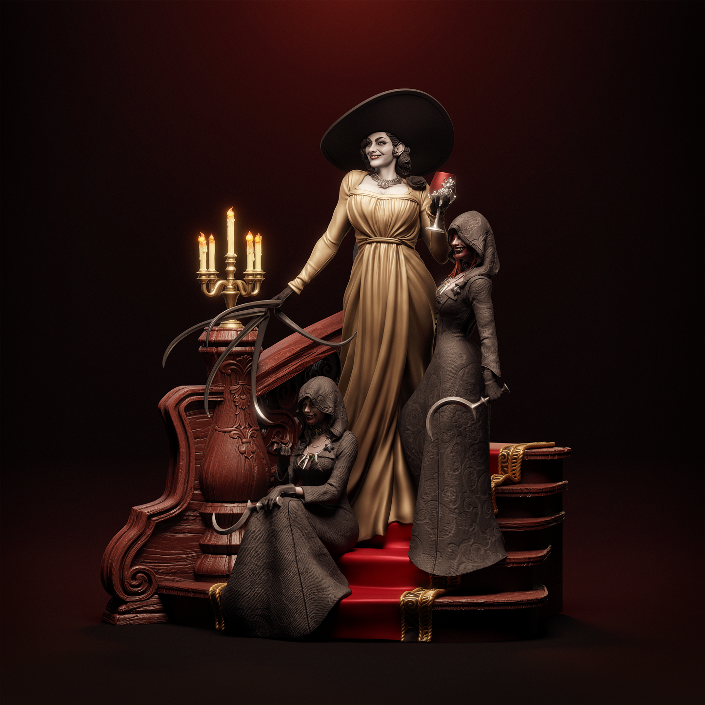 Lady Dimitrescu Resident Evil inspired display models