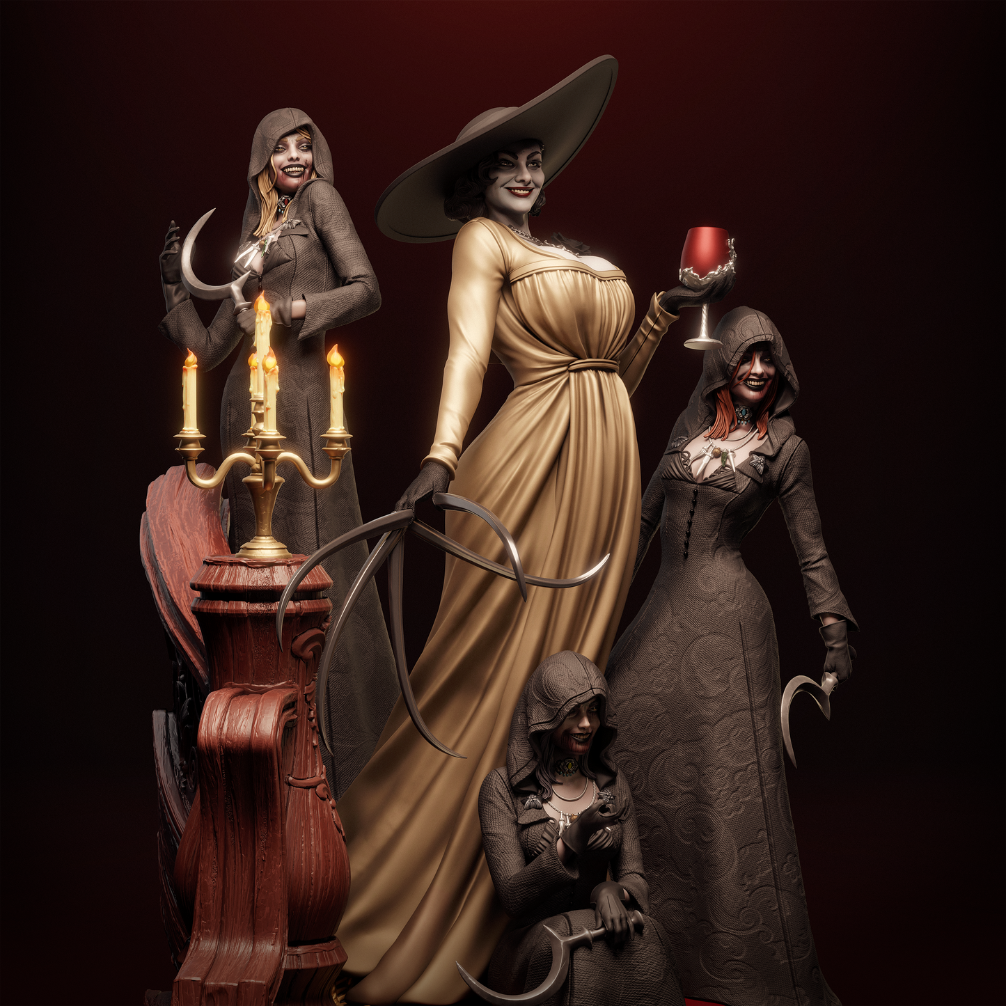 Lady Dimitrescu Unpainted horror game figures