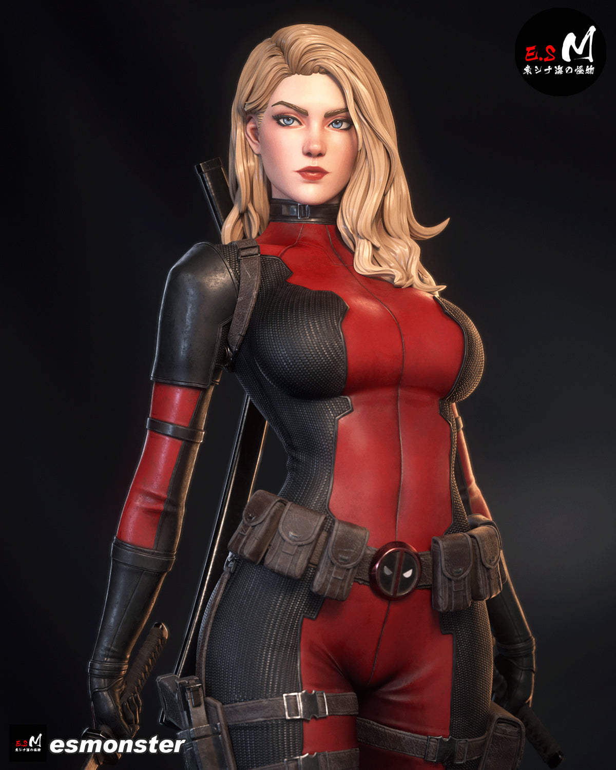 Lady Deadpool Standing Style Marvel Unpainted Resin Garage Model Kit (1/6-1/12)