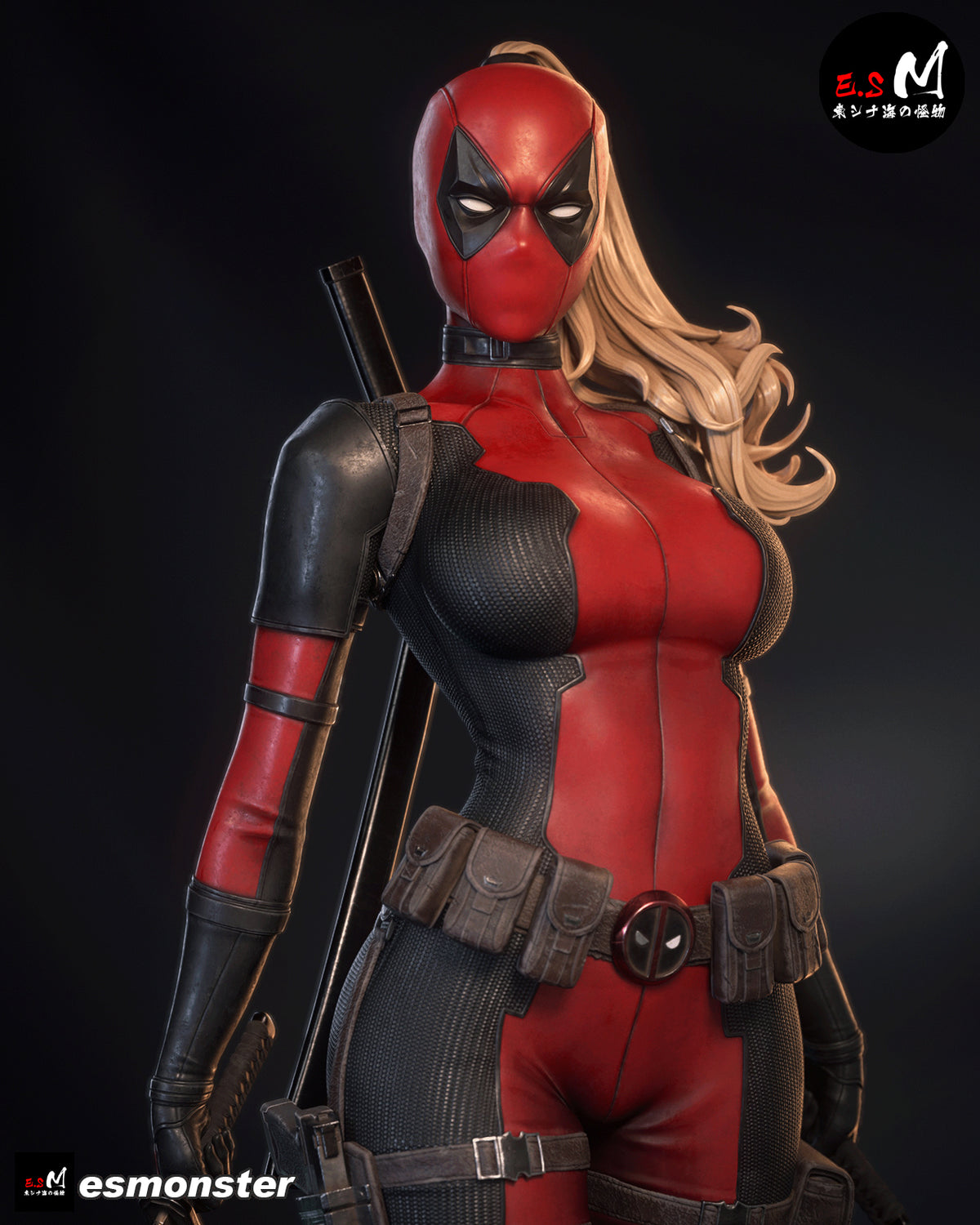 Lady Deadpool Standing Style Marvel Unpainted Resin Garage Model Kit (1/6-1/12)