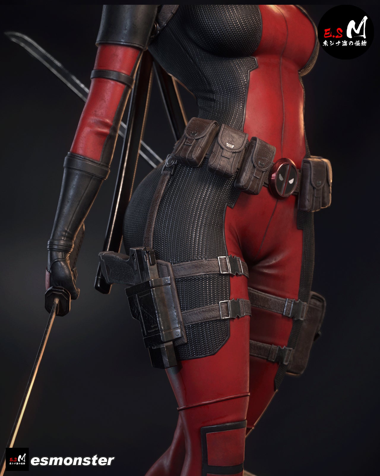 Lady Deadpool Standing Style Marvel Unpainted Resin Garage Model Kit (1/6-1/12)