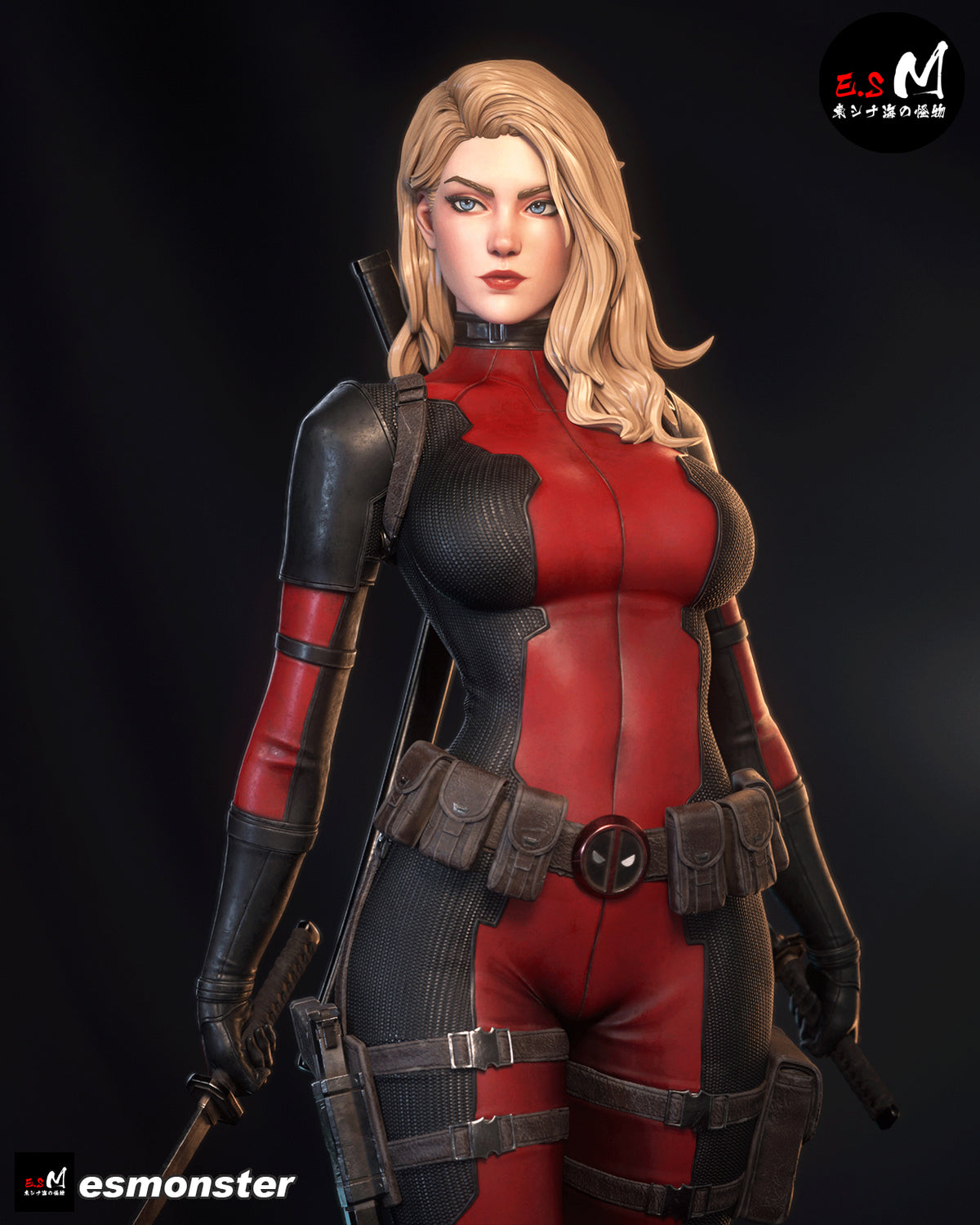 Lady Deadpool Standing Style Marvel Unpainted Resin Garage Model Kit (1/6-1/12)