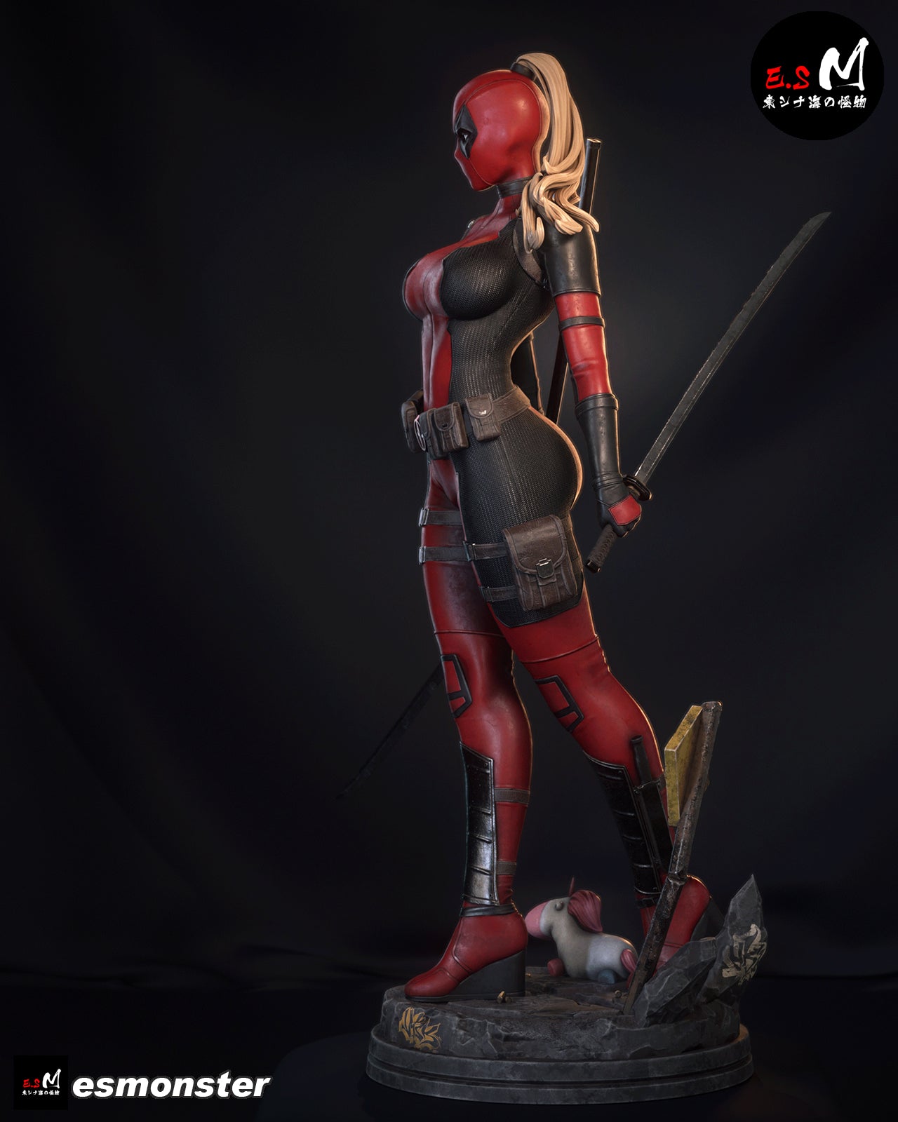 Lady Deadpool Standing Style Marvel Unpainted Resin Garage Model Kit (1/6-1/12)