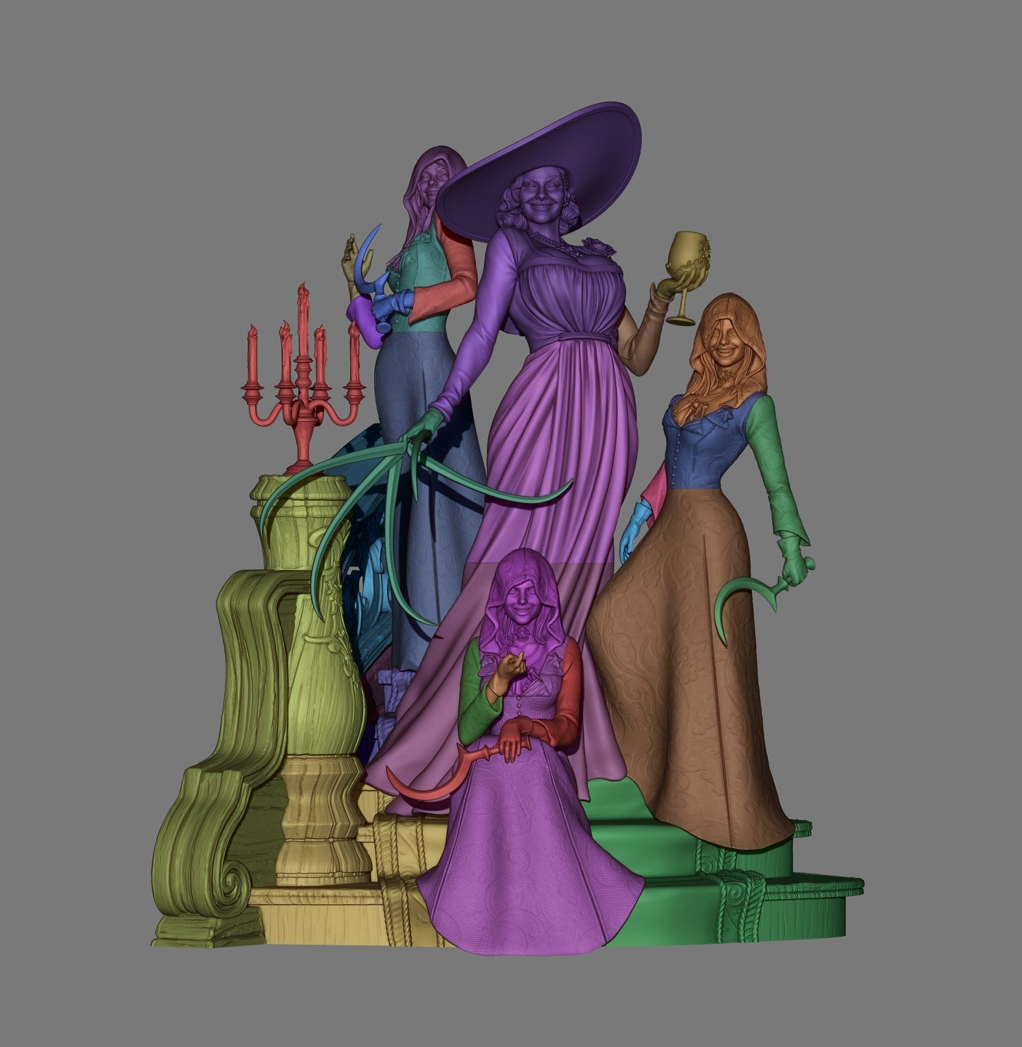 Lady Dimitrescu Sisters - Unpainted 3D printed resin model kit