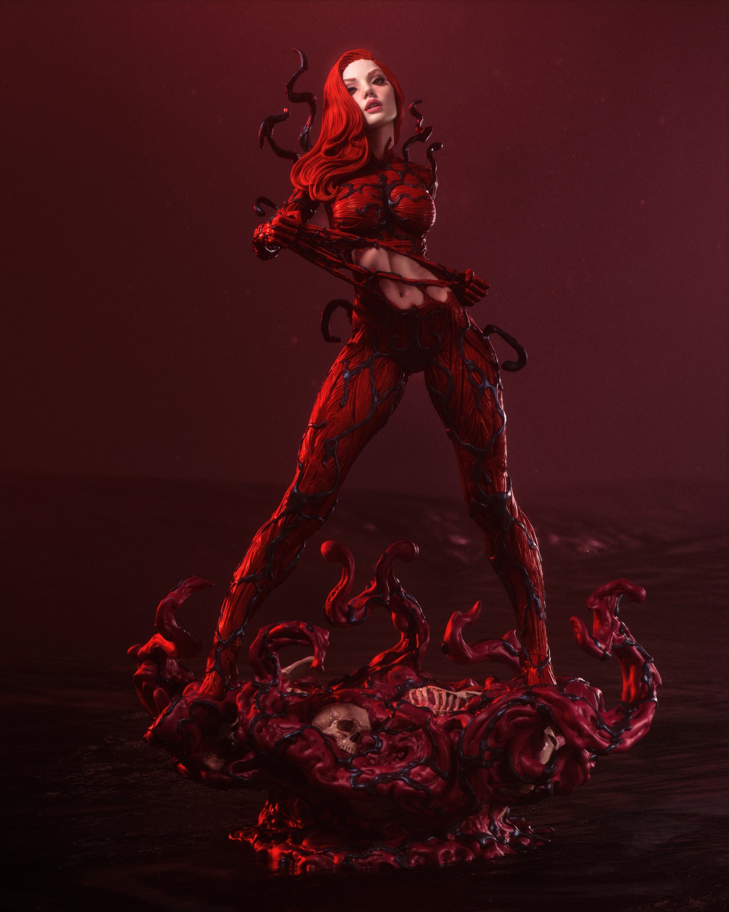 Symbiote Mary Jane Style Corrupted Heroine – Unpainted 3D Printed Model Kit