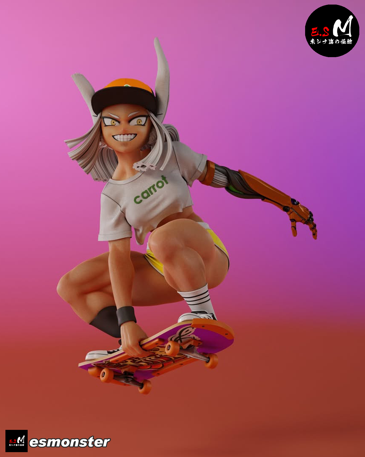 Skateboard Mirko Style My Hero Academia Unpainted Resin Kit (1/6-1/12)