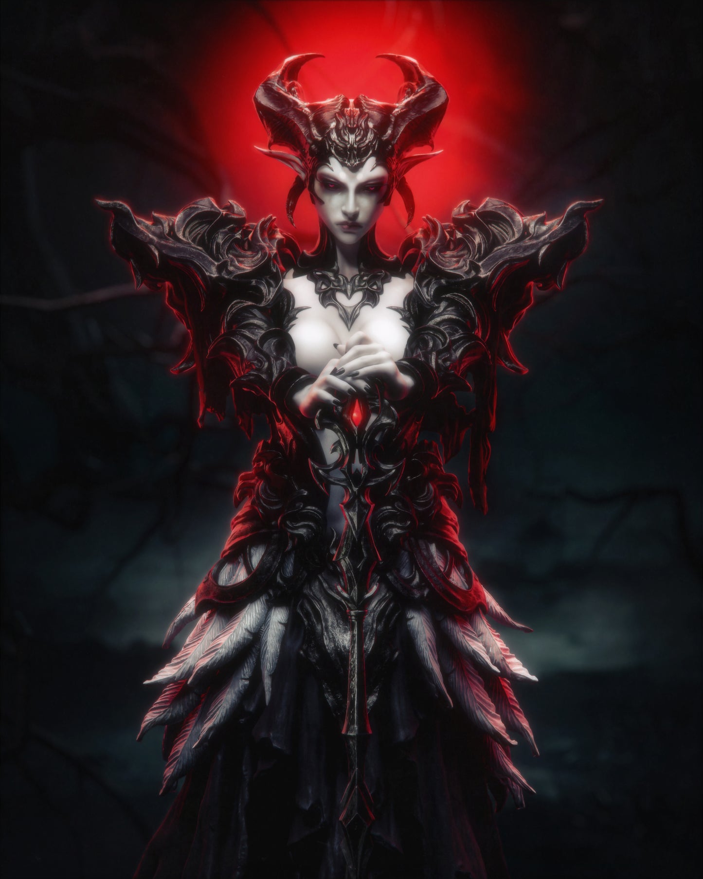 Queen of the Ashen Vale – Unpainted 3D Printed Model Kit