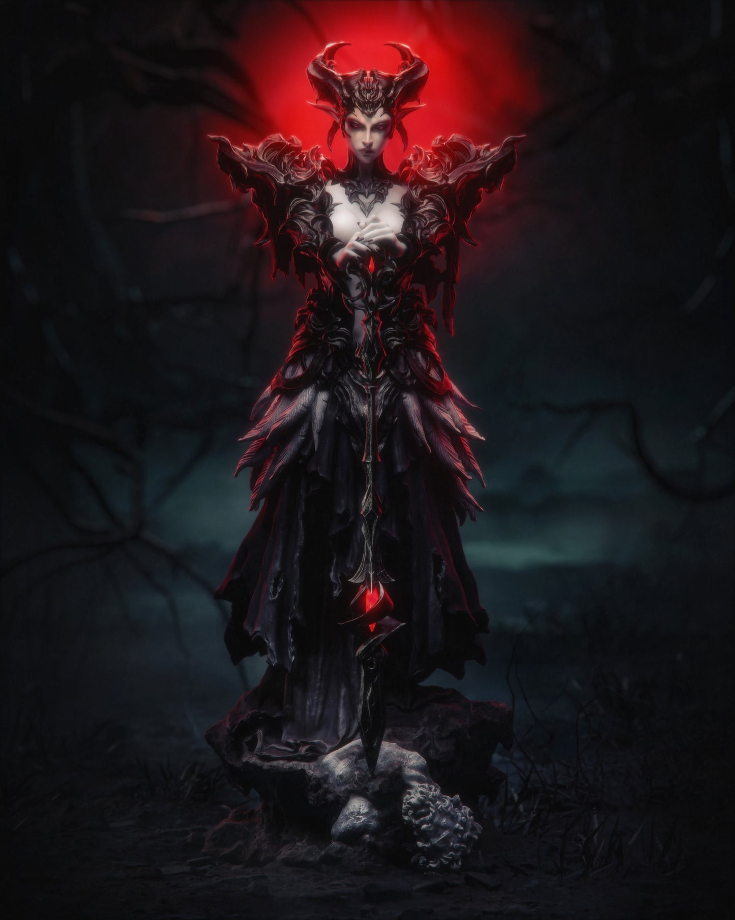 Queen of the Ashen Vale – Unpainted 3D Printed Model Kit