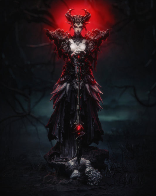Queen of the Ashen Vale – Unpainted 3D Printed Model Kit