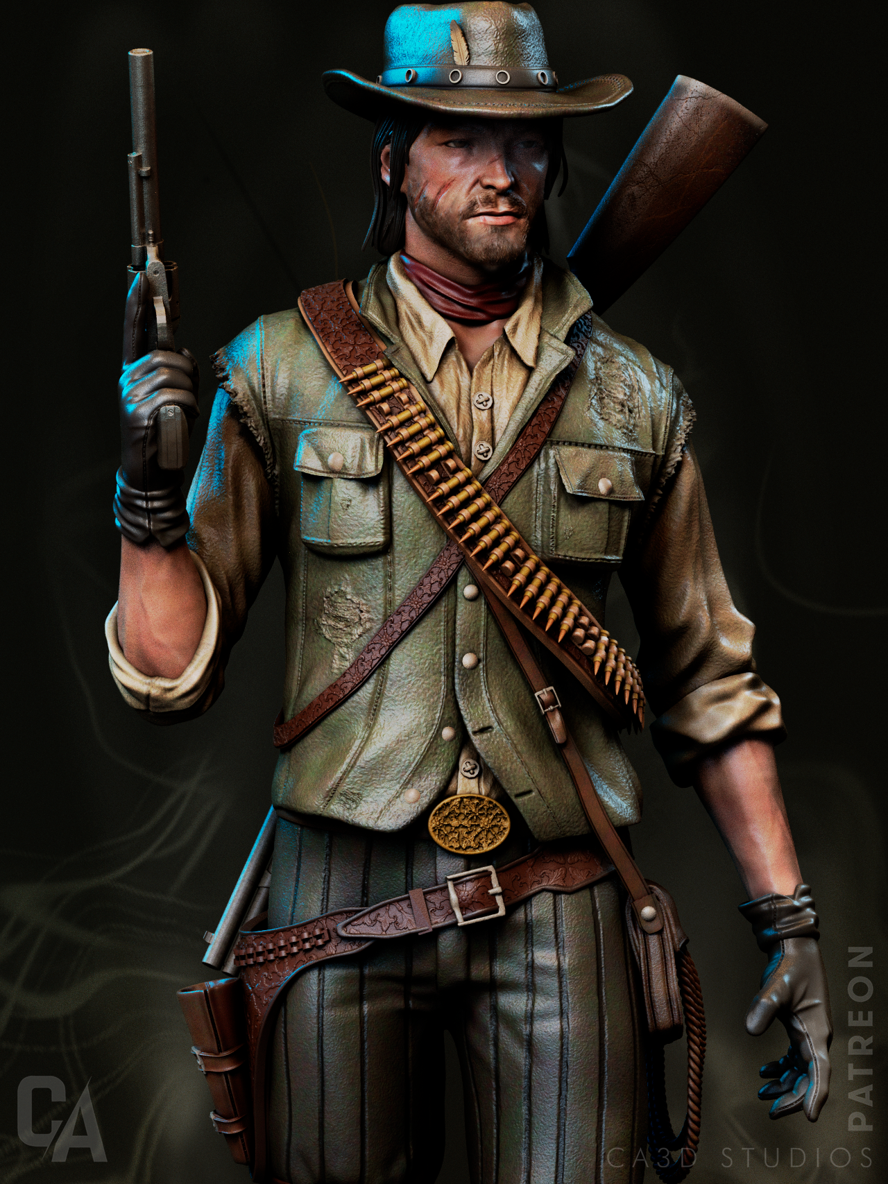 John Marston style Outlaw Gunslinger resin kit – Unpainted 3D Printed Model kit