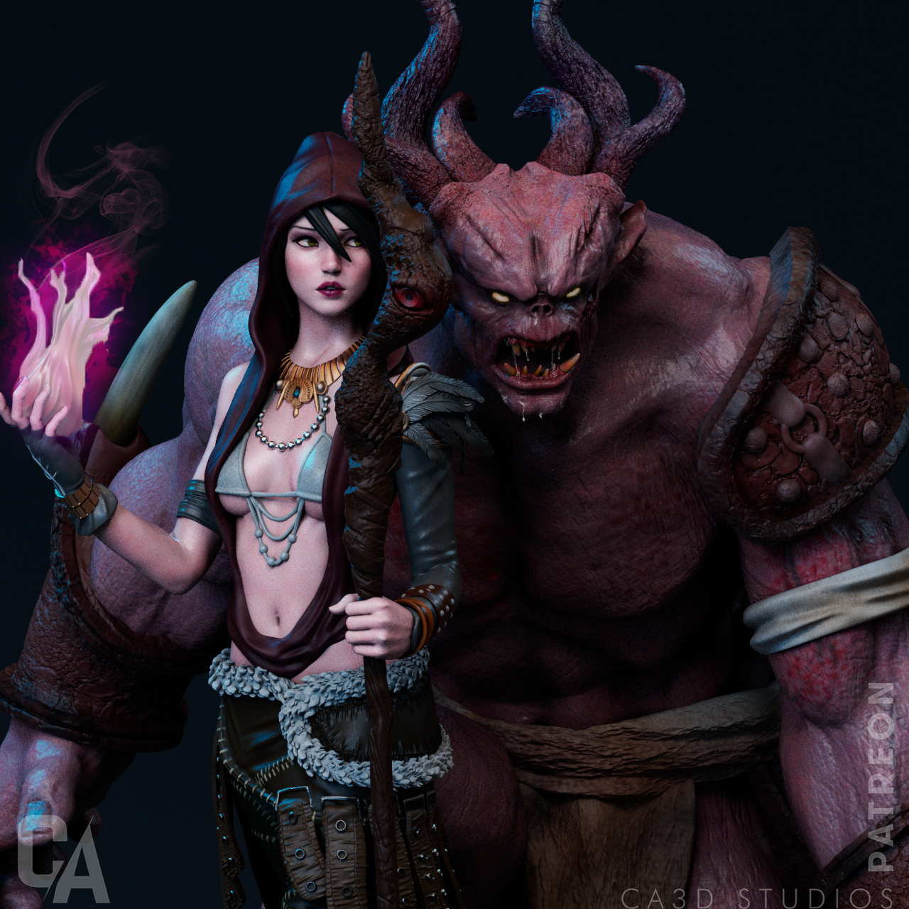 Morrigan style Witch of the Wilds resin kit – Unpainted 3D Printed Model kit