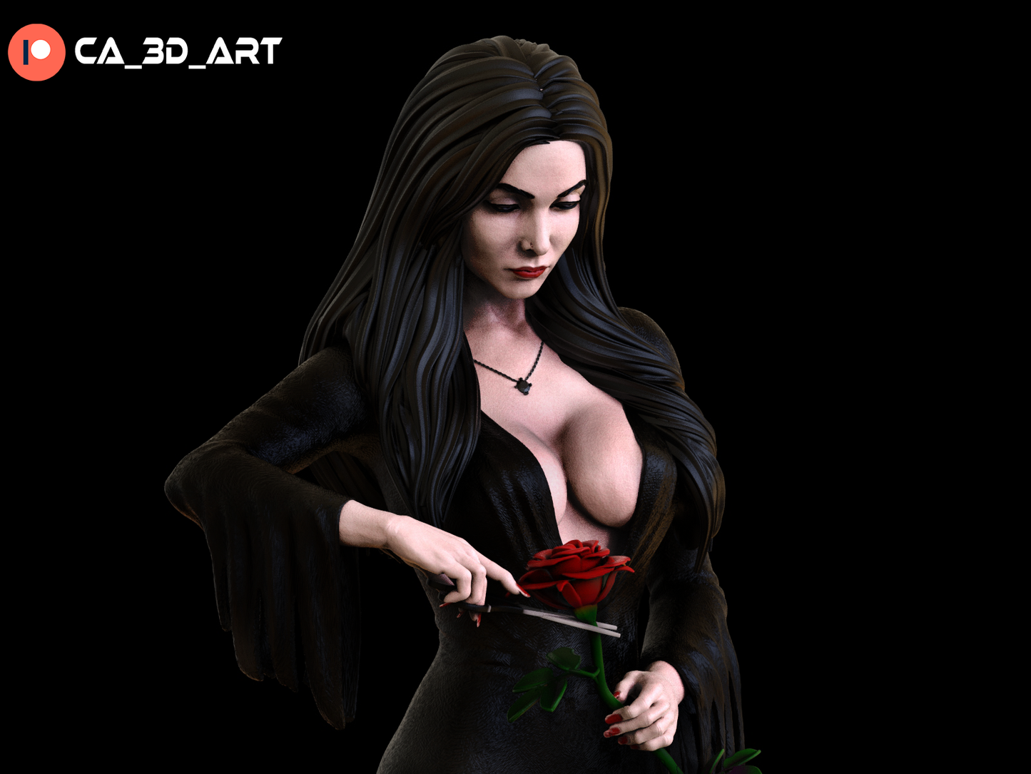 Morticia style Goth Matriarch Girl resin kit – Unpainted 3D Printed Model kit