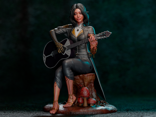 Painted Lune Expedition 33 statue with glowing effects.