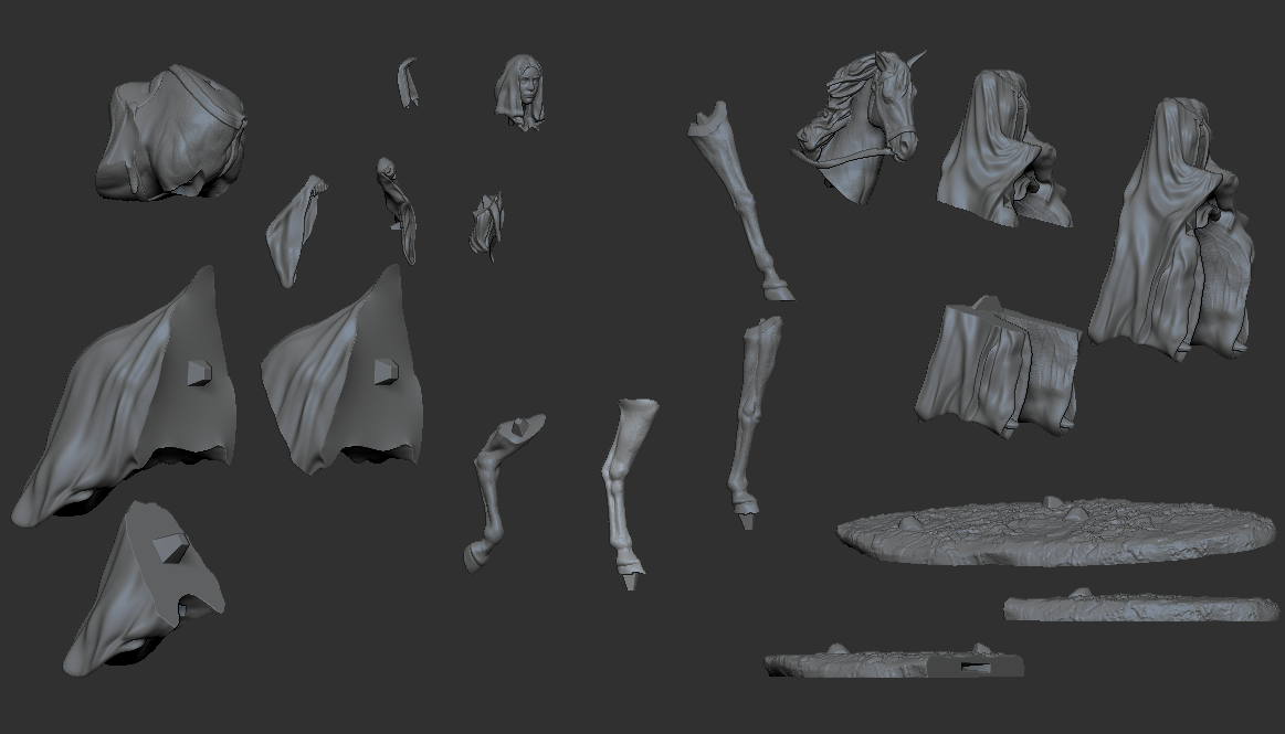 Parts of mounted resin kit laid out for assembly.