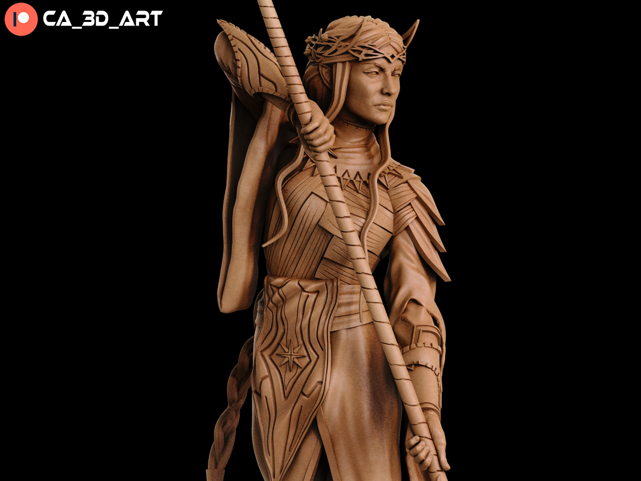 Unpainted Galadriel-style resin kit with crown and flowing robes.