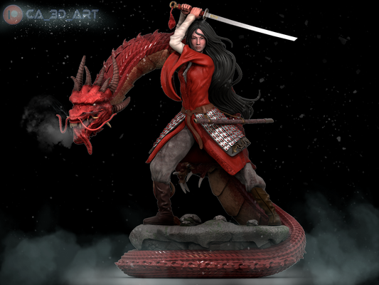 Mulan style Warrior Princess resin kit – Unpainted 3D Printed Model kit