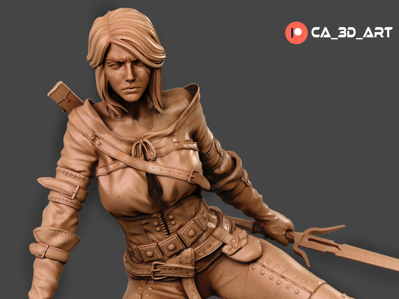 Ciri Style Witcher Huntress Resin Kit – Unpainted 3D Printed Model Kit