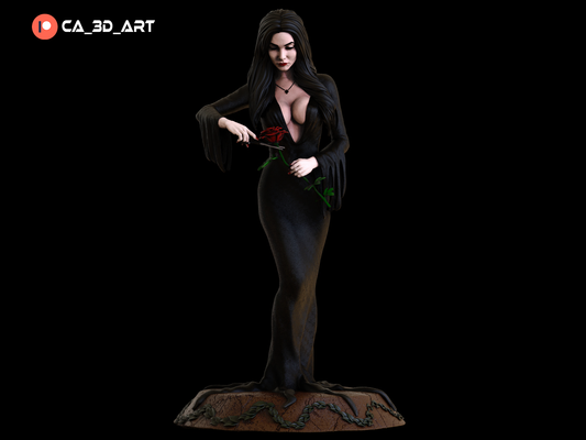 Morticia style Goth Matriarch Girl resin kit – Unpainted 3D Printed Model kit