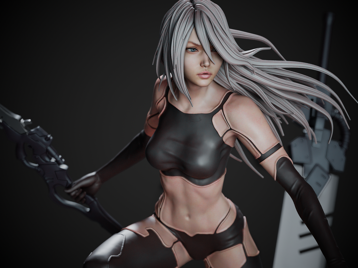 A2 style White-Haired Android Girl resin kit – Unpainted 3D Printed Model kit