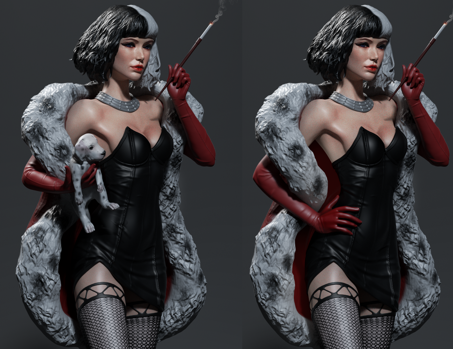 Cruella Style Couture Villain Resin Kit – Unpainted 3D Printed Model Kit
