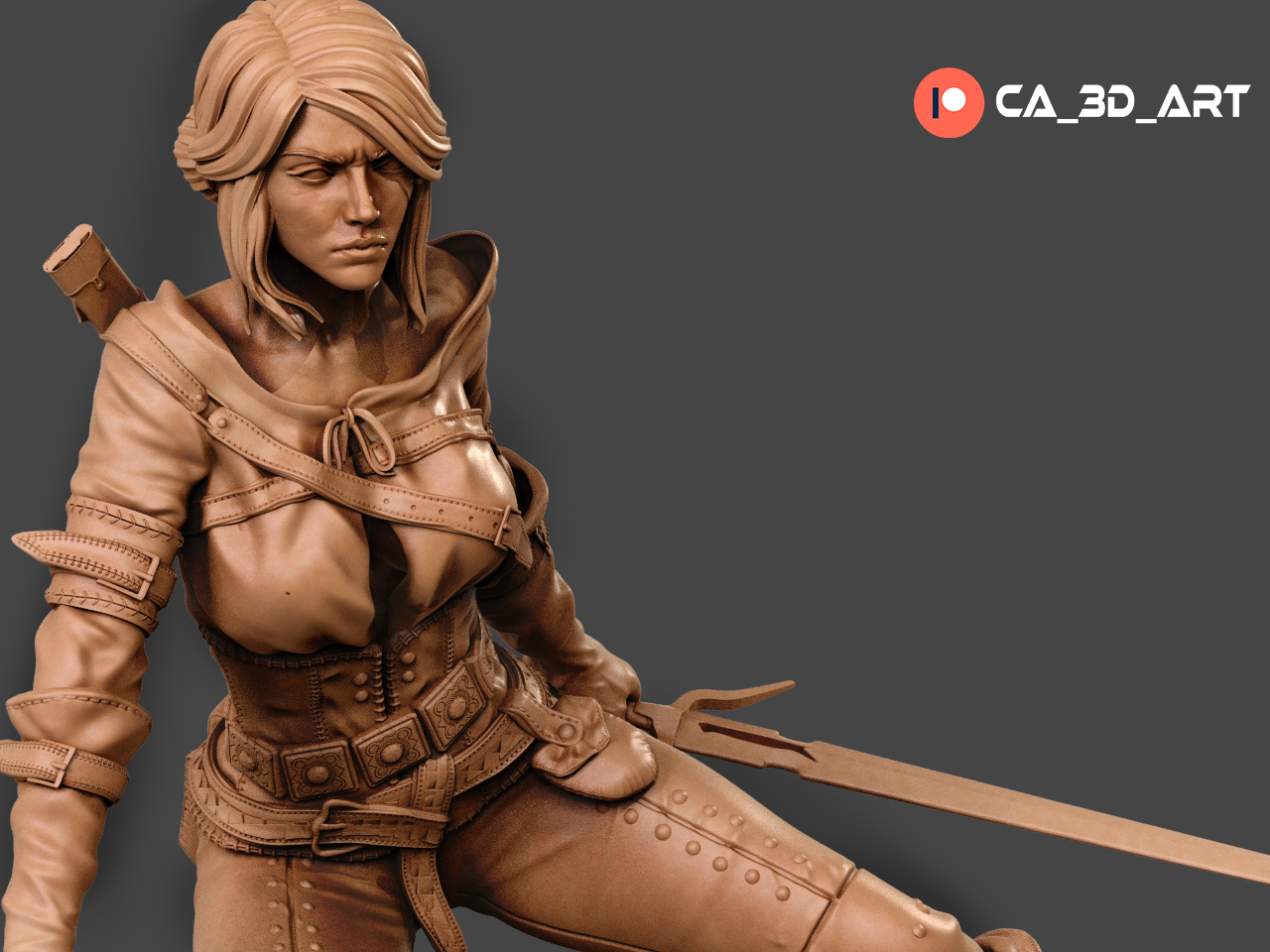 Ciri Style Witcher Huntress Resin Kit – Unpainted 3D Printed Model Kit