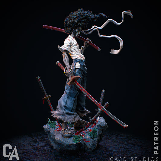 Afro Samurai style Sword-Wielding Warrior resin kit – Unpainted 3D Printed Model kit