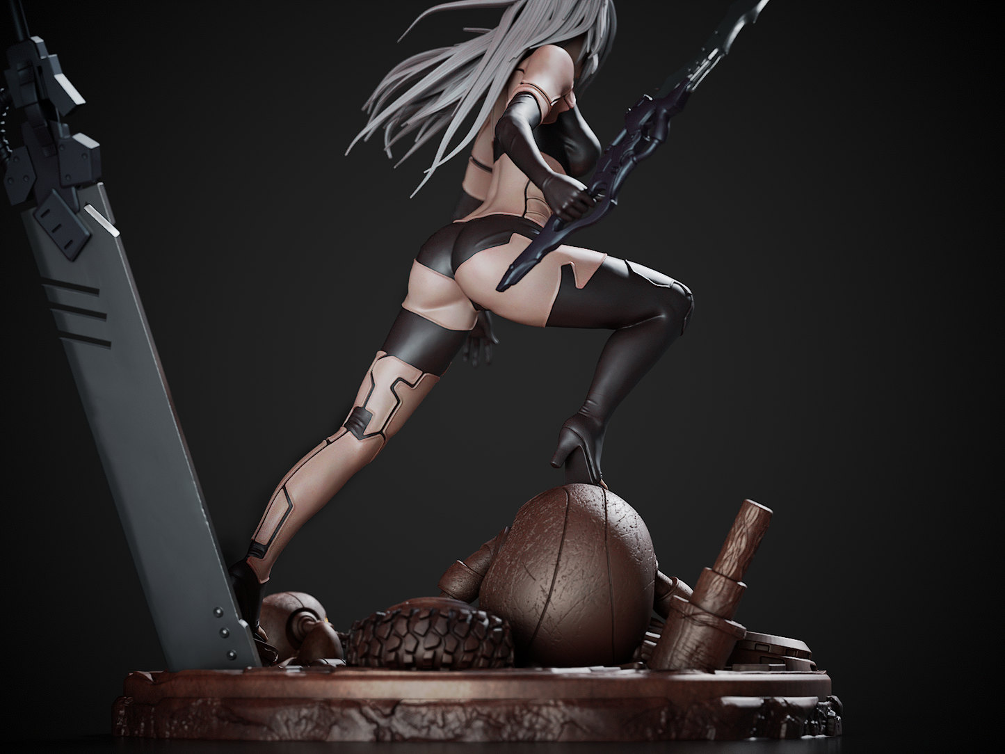 A2 style White-Haired Android Girl resin kit – Unpainted 3D Printed Model kit