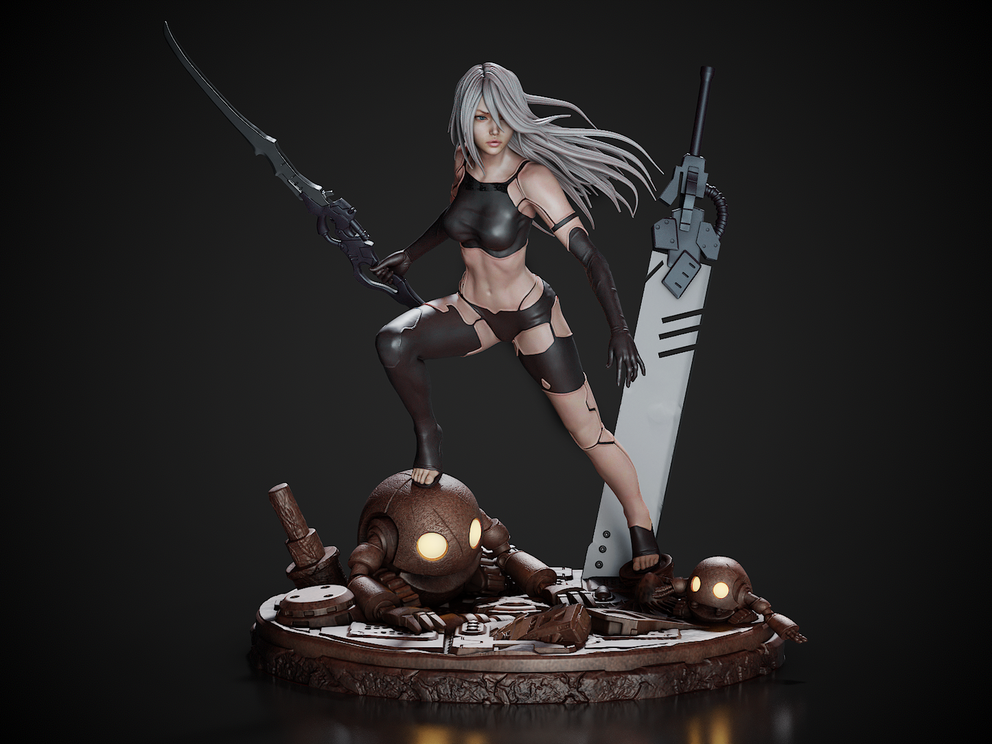 A2 style White-Haired Android Girl resin kit – Unpainted 3D Printed Model kit
