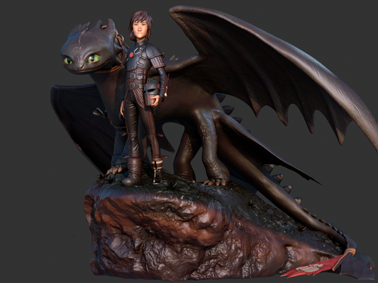 Toothless and Hiccup style Skybound Duo resin kit – Unpainted 3D Printed Model kit