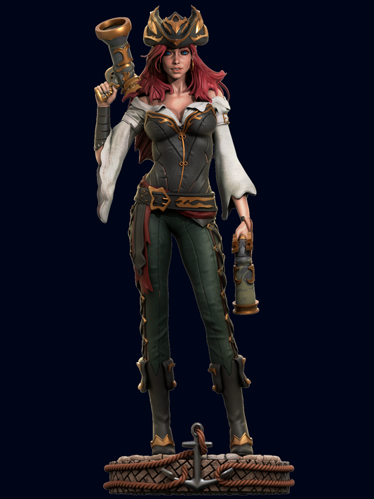 Miss Fortune style Gunslinger Siren resin kit – Unpainted 3D Printed Model kit
