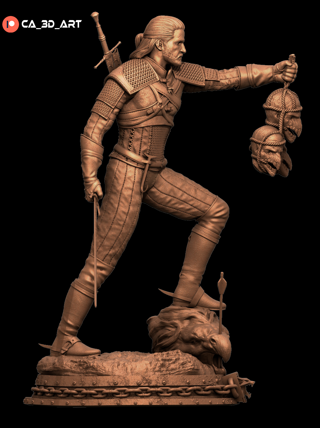 Geralt style White Wolf Hunter resin kit – Unpainted 3D Printed Model kit