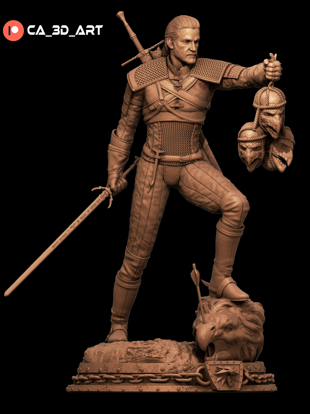 Geralt style White Wolf Hunter resin kit – Unpainted 3D Printed Model kit