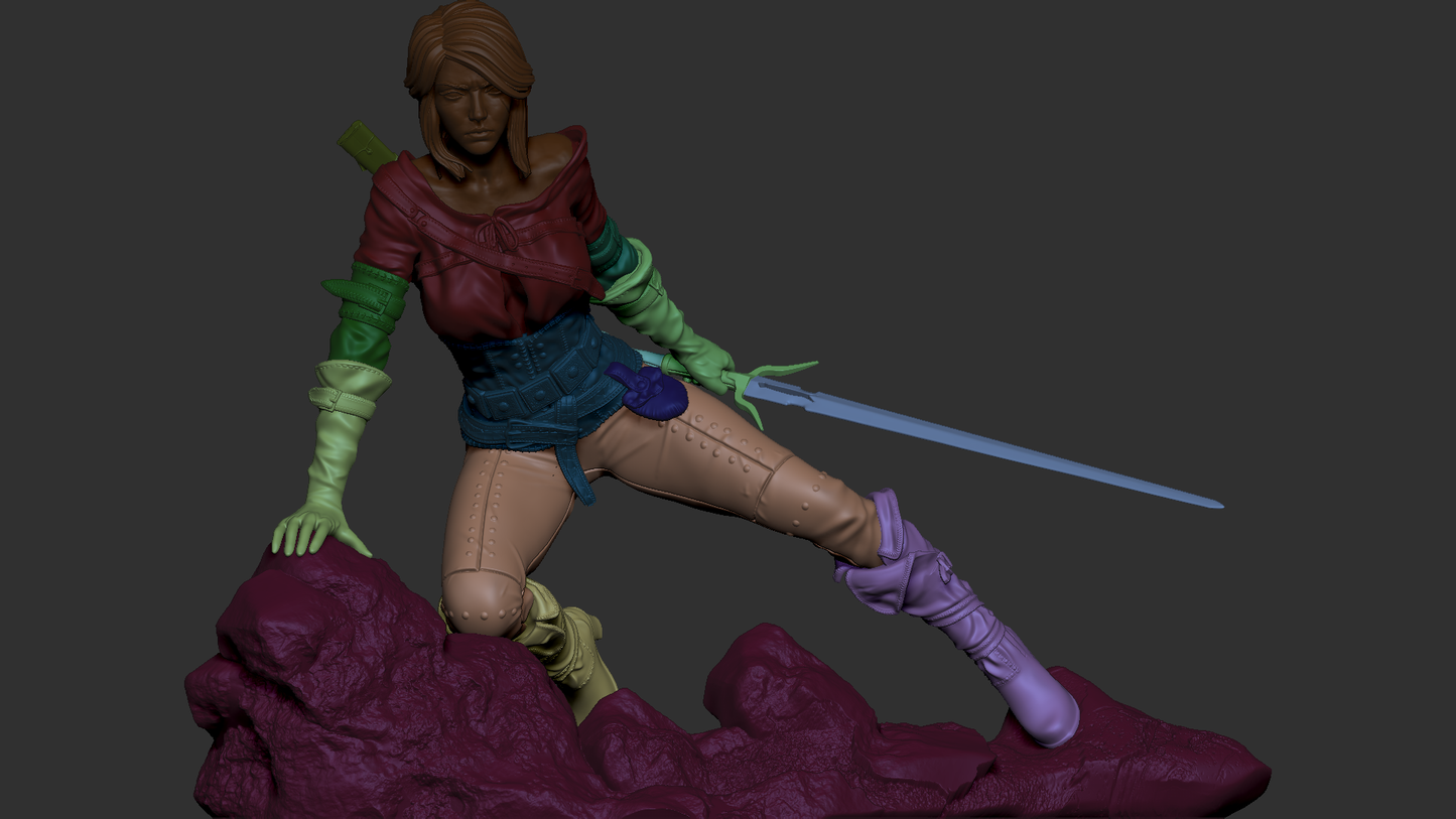 Ciri Style Witcher Huntress Resin Kit – Unpainted 3D Printed Model Kit
