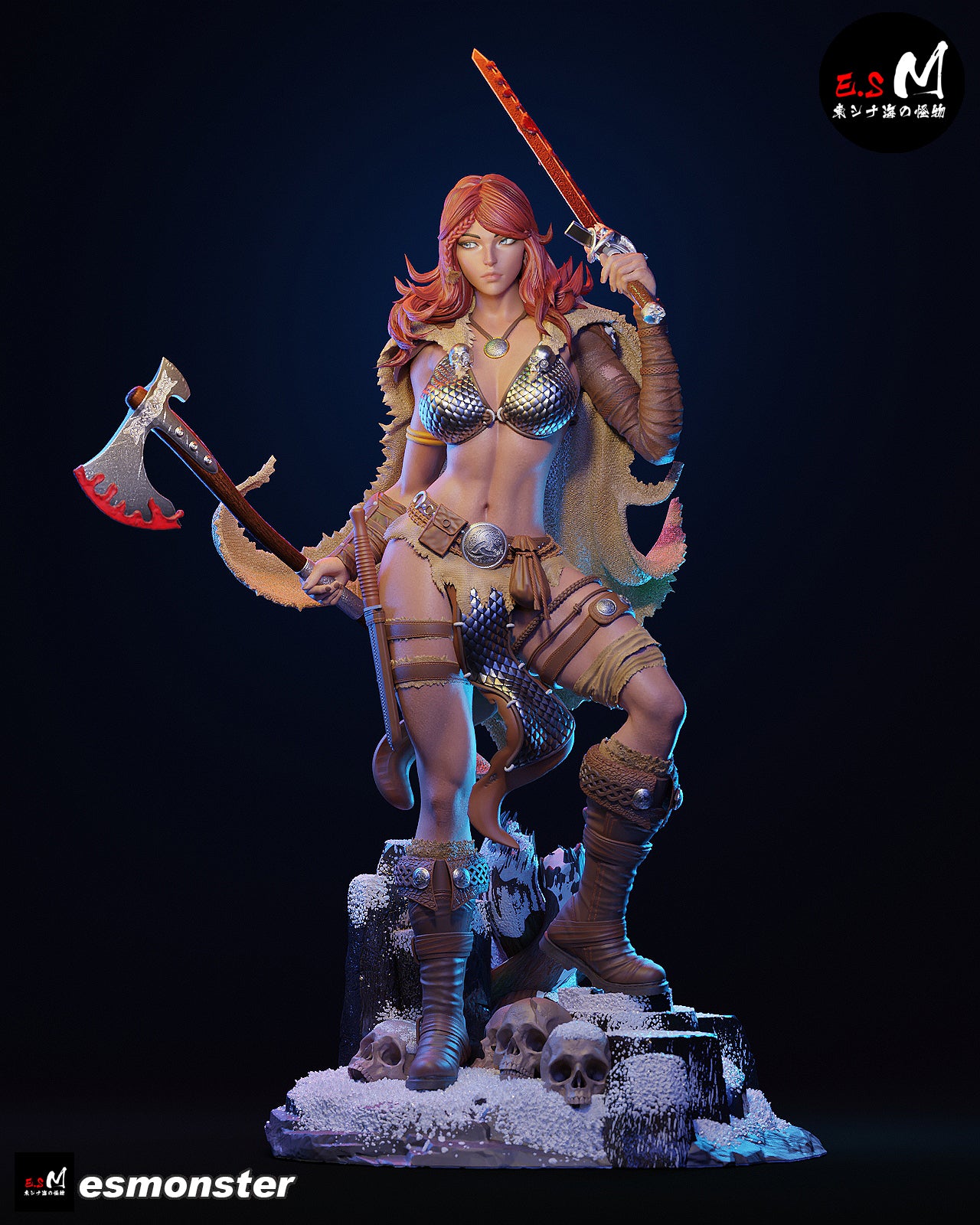 Bloodied Red Sonja Style Red Sonja Unpainted Resin Garage Kit (1/6-1/12)