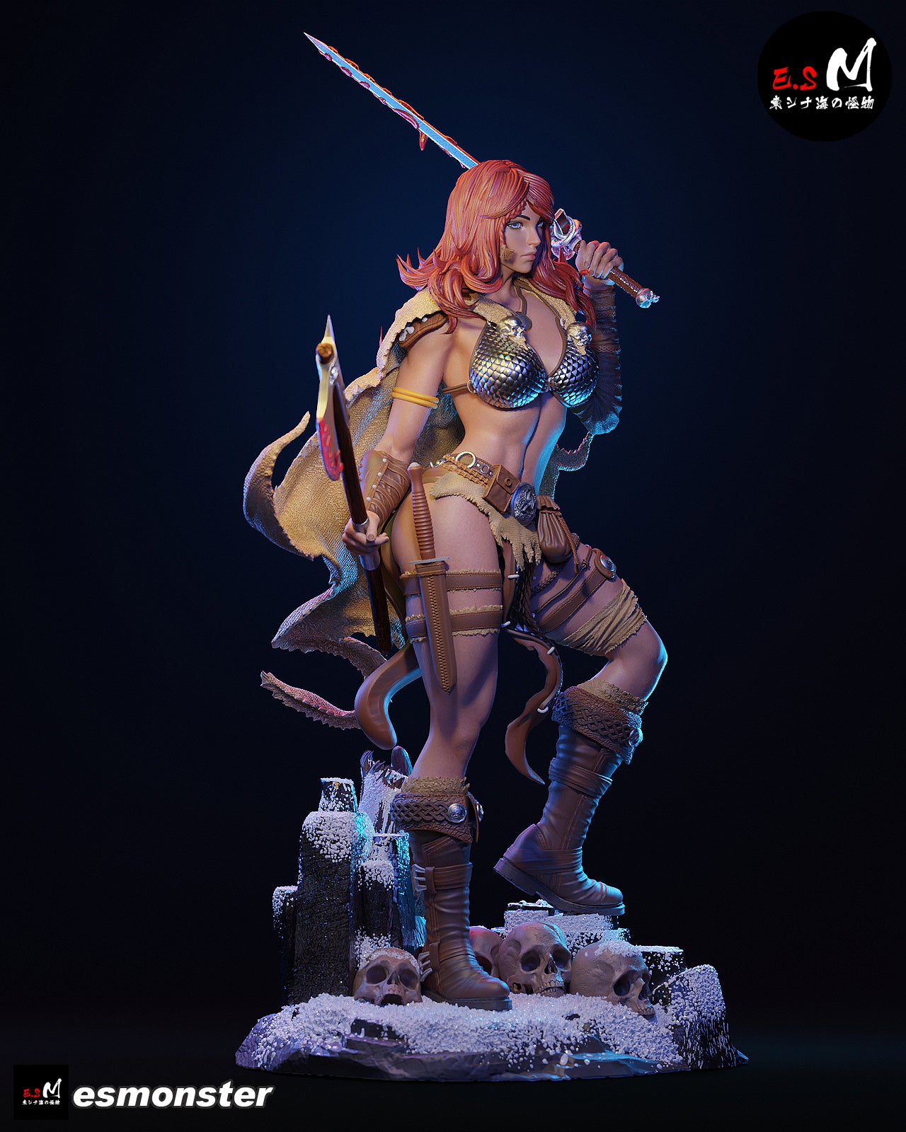 Bloodied Red Sonja Style Red Sonja Unpainted Resin Garage Kit (1/6-1/12)