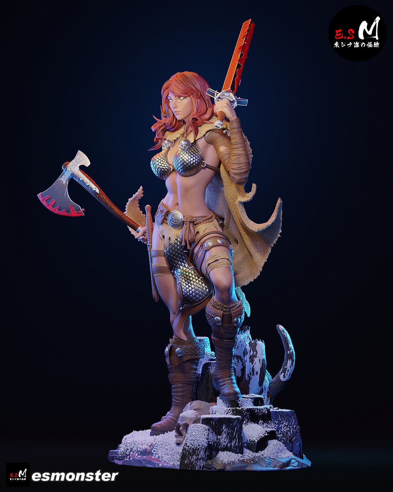 Bloodied Red Sonja Style Red Sonja Unpainted Resin Garage Kit (1/6-1/12)