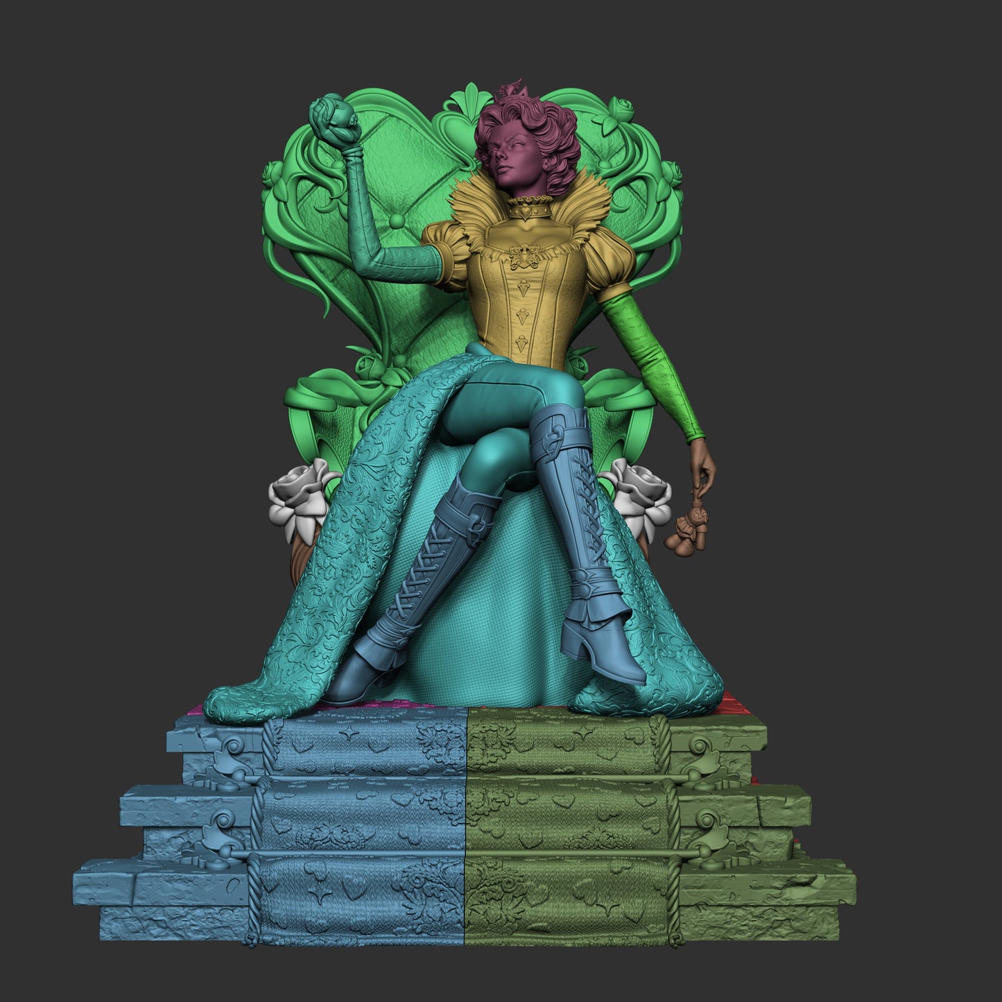 Red Queen Style Tyrant Ruler – Unpainted 3D Printed Model Kit