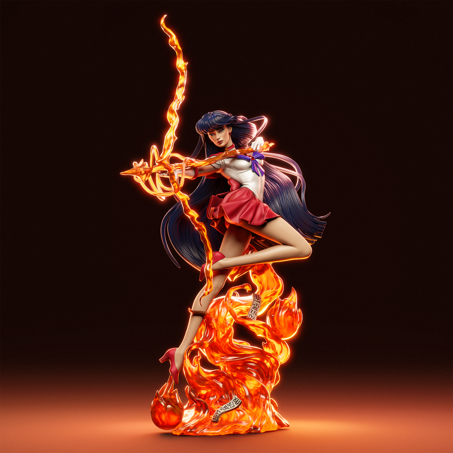 Sailor Mars style Celestial Flame Girl resin kit – Unpainted 3D Printed Model kit