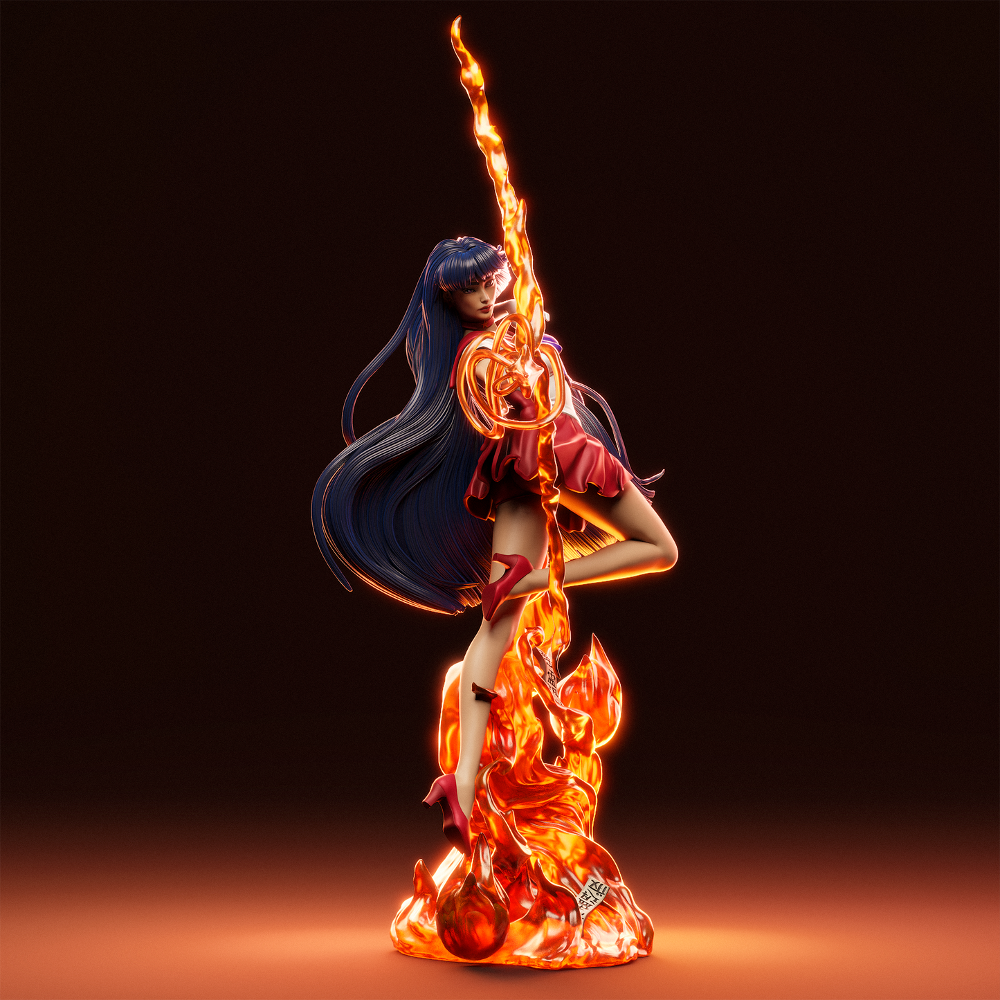 Sailor Mars style Celestial Flame Girl resin kit – Unpainted 3D Printed Model kit