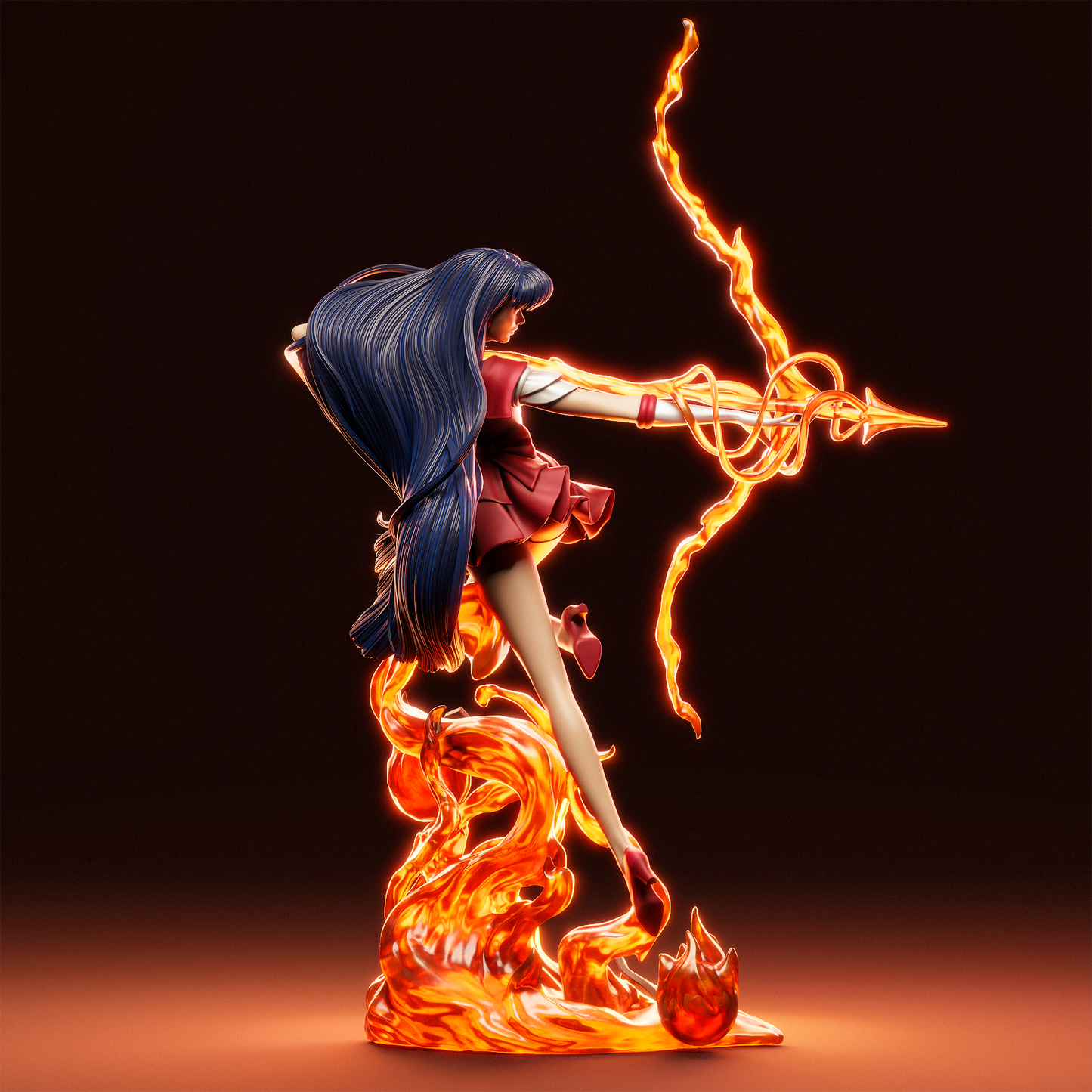 Sailor Mars style Celestial Flame Girl resin kit – Unpainted 3D Printed Model kit